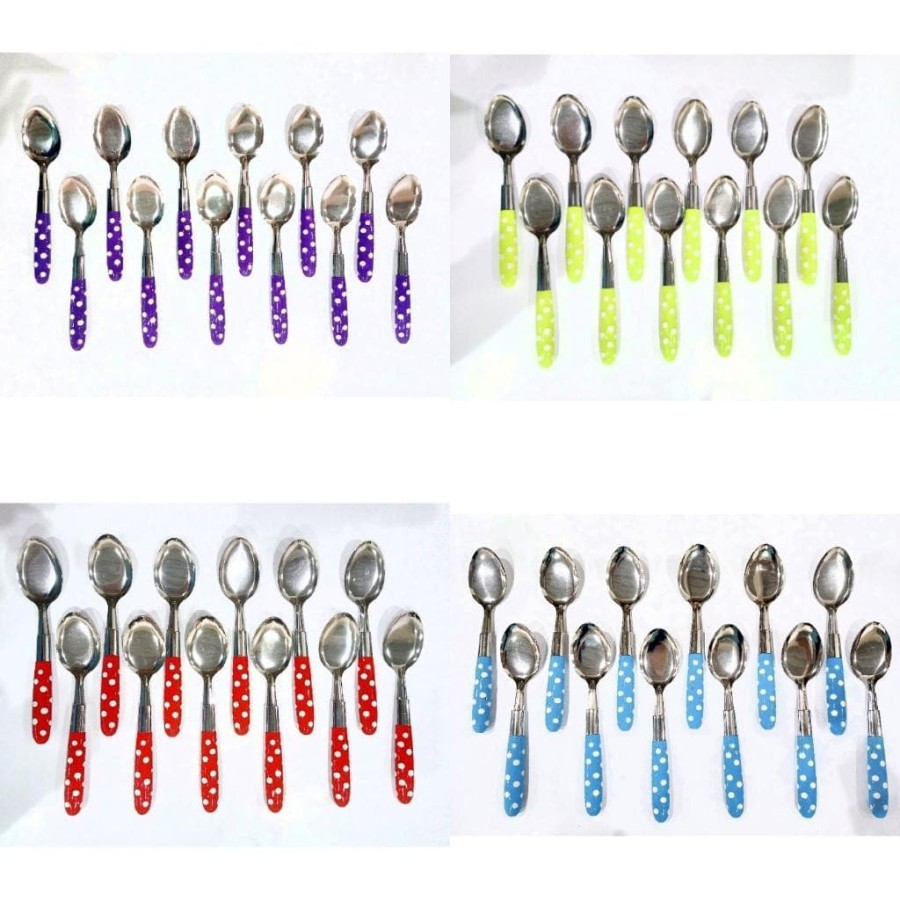 sendok polkadot 12pcs sendok warna warni 1 lusin