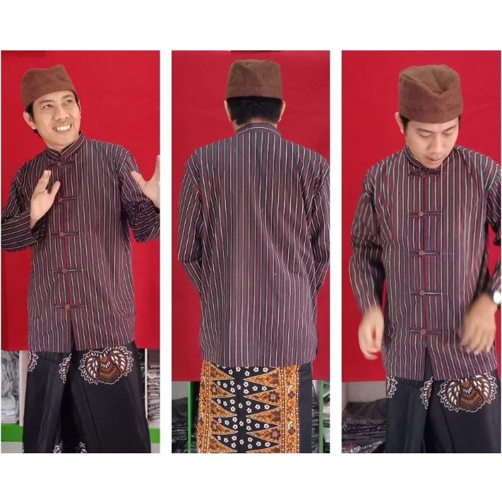  Baju  Koko Kemeja Batik Surjan Lurik Model Kancing 