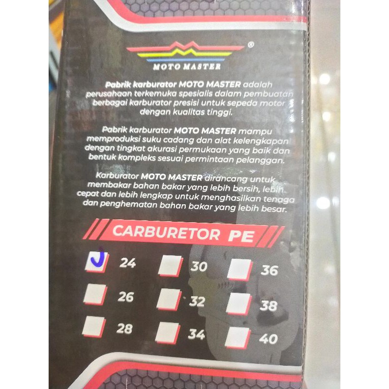 KARBURATOR PE 24 26 28 30  MOTO MASTER CPO 30MM FREE 2PILOTJET 2MAINJET 1JARUM KARBU motomaster skep kuningan-MotomasterPe24+6bag