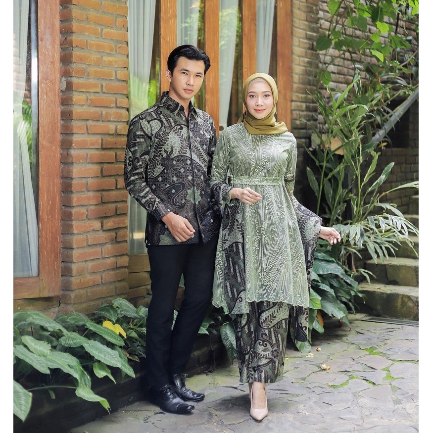 Set Kebaya Mekka - Kebaya Modern Kebaya Couple Tunangan Lamaran Baju Wisuda Batik Brukat Terbaru