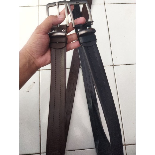 Ikat pinggang pria Gesper Belt resleting Sabuk kulit sapi asli panjang jumbo isim jimat MUrah 150 cm
