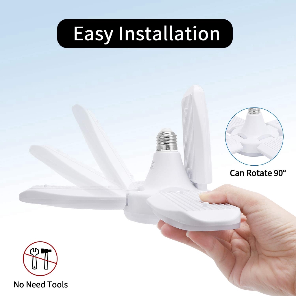 Lampu LED E27 60W 6000lumens Bentuk Kipas Lipat untuk Dekorasi Rumah / Garasi