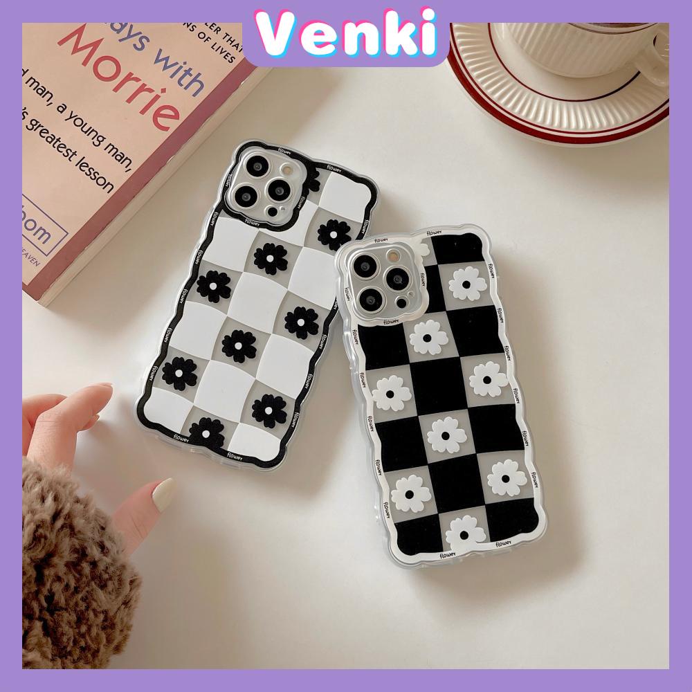 Casing Soft Case Silikon Transparan Motif Bunga Hitam Putih Untuk iPhone 13 Pro Max 12 Pro Max 11 7Plus