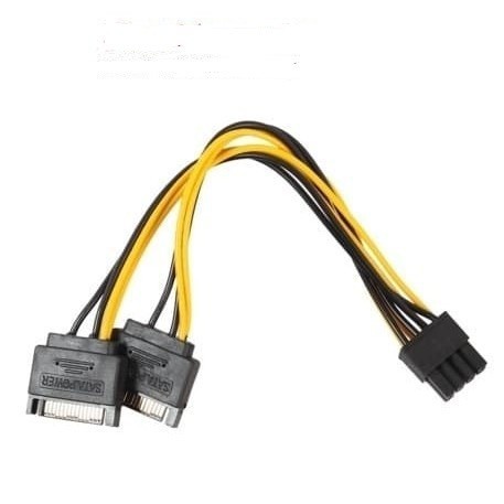 Kabel SATA Cabang 2 To PCIe 6 Pin Male Power Adapter Sata 2x To 6 Pin