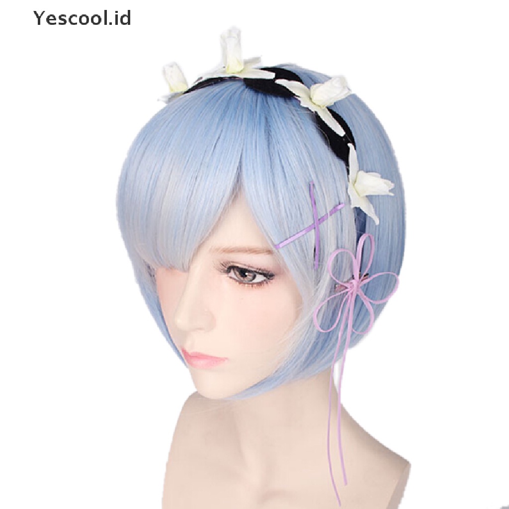 【Yescool】 Hajimeru Isekai Seikatsu Rem Ram Twins Blue Pink Cosplay Wig +Pins Party New .