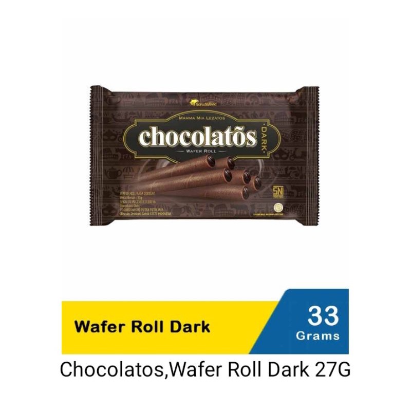 

chocolatos wafer roll dark 33gr