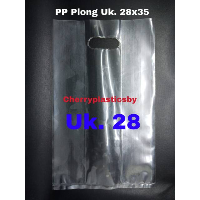 Kantong plastik PP PLONG kresek uk 28 bening transparan tebal