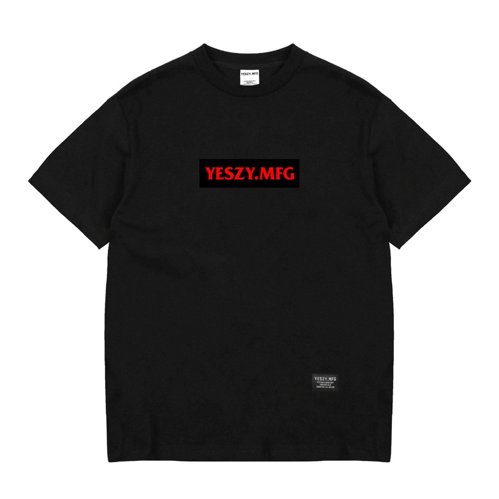 YESZY.MFG Tshirt Black Logo Box Black Red