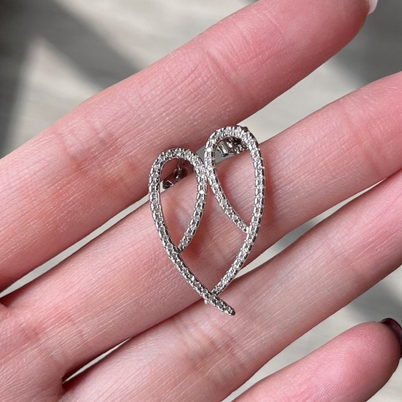 Anting Stud Panjang Bahan Cubic Zirconia Warna Silver Untuk Wanita