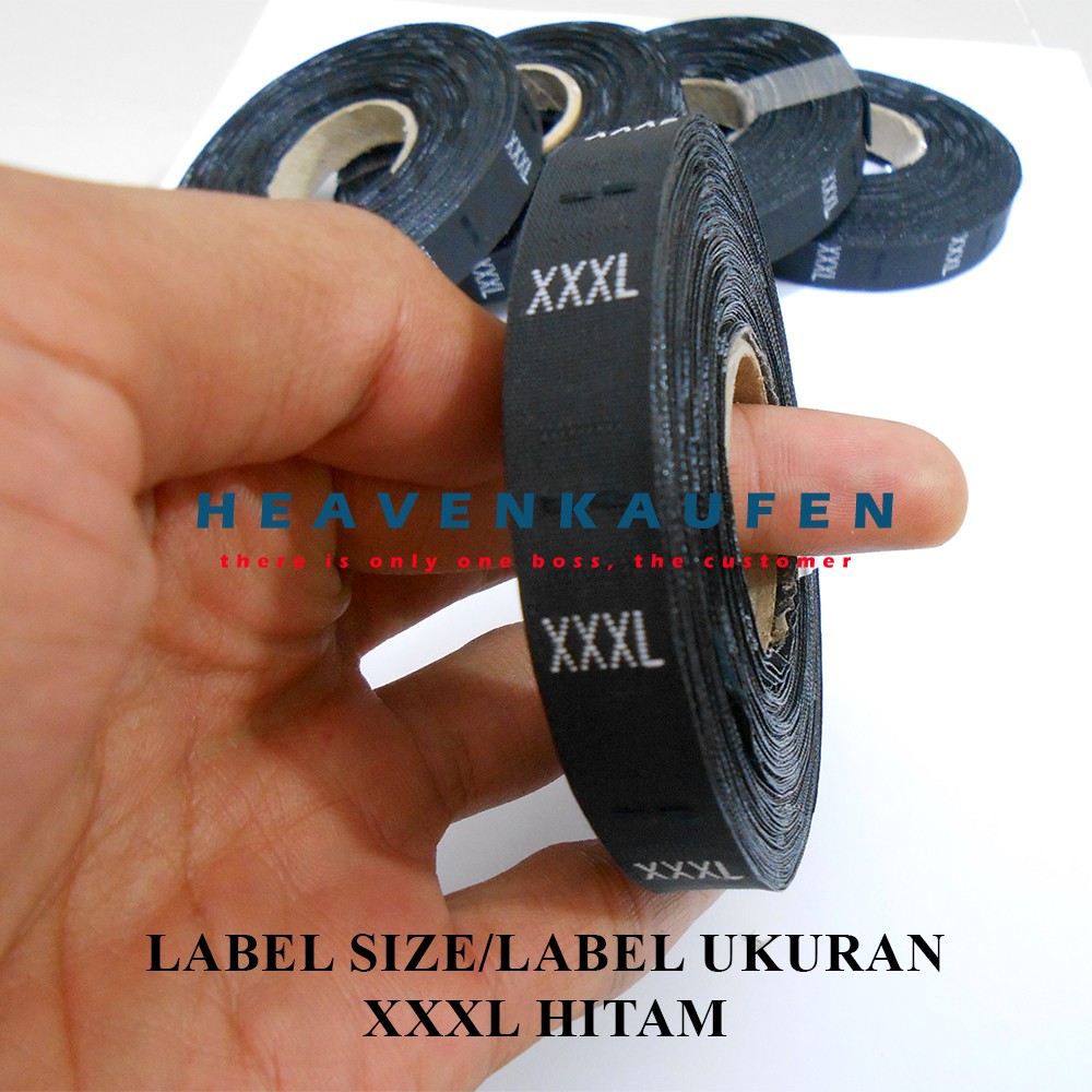 Label Size (Label Ukuran) XXXL Hitam Harga Per Rol isi 600 pcs