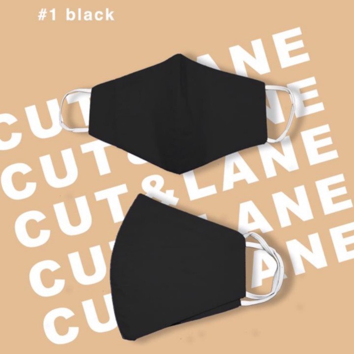 Masker Kain Hitam Reusable Isi 5 pcs Karet Earloop Untuk Dewasa Cut mskr