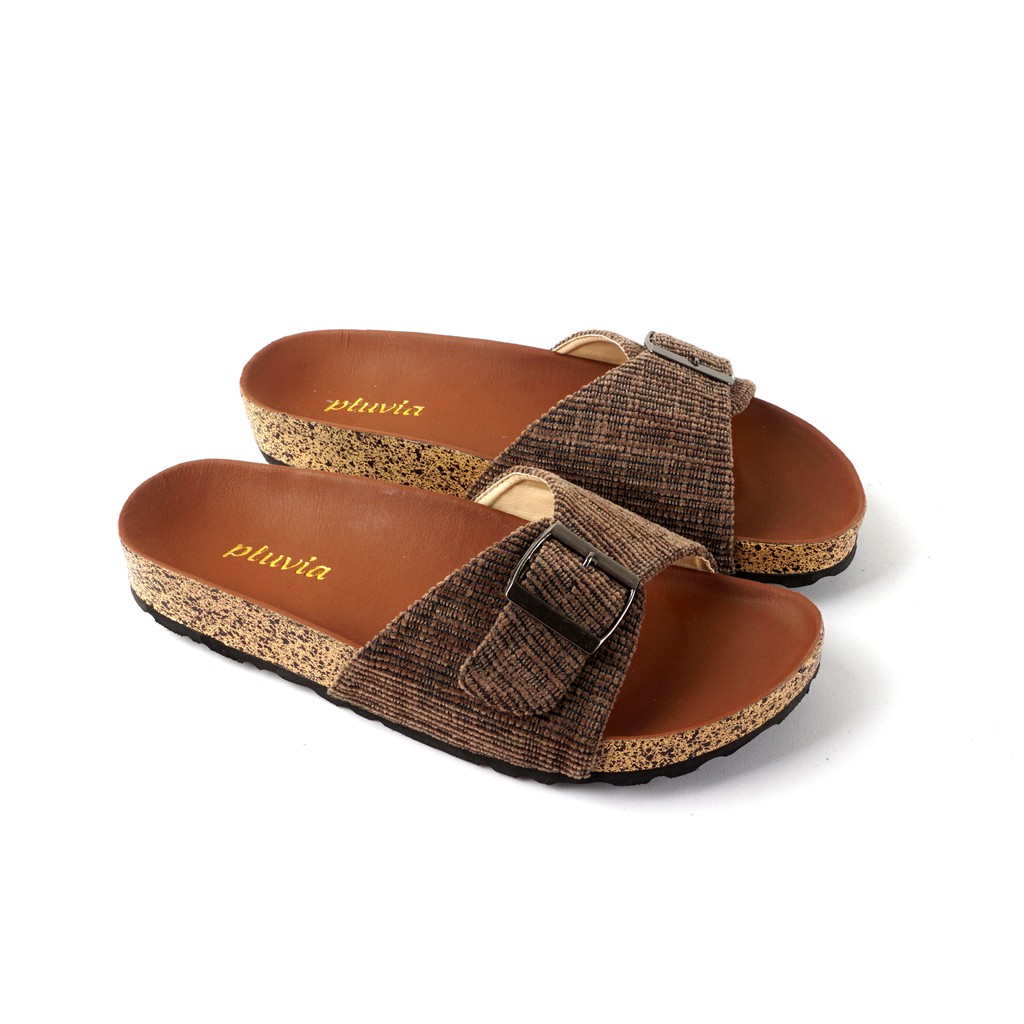 Pluvia LUNA Sandal Birken Wanita Sandal Slop Flat Casual-6