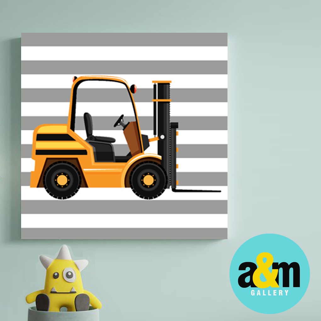 Hiasan Dinding Kamar Anak Gambar Kendaraan Alat Berat ( 20 X 20 ) Pajangan Anak Dekorasi Bayi Wall Decor Tema TRANSPORTASI - A&amp;M