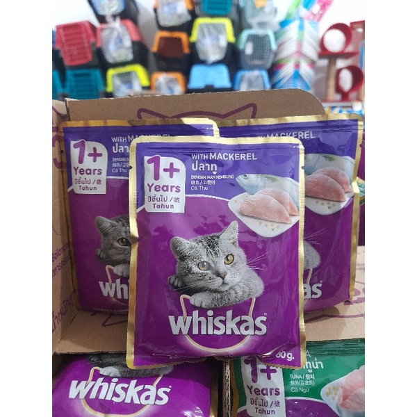 Whiskas Sachet Adult 80g -Rasa Makarel Makanan Basah Kucing Whiskas