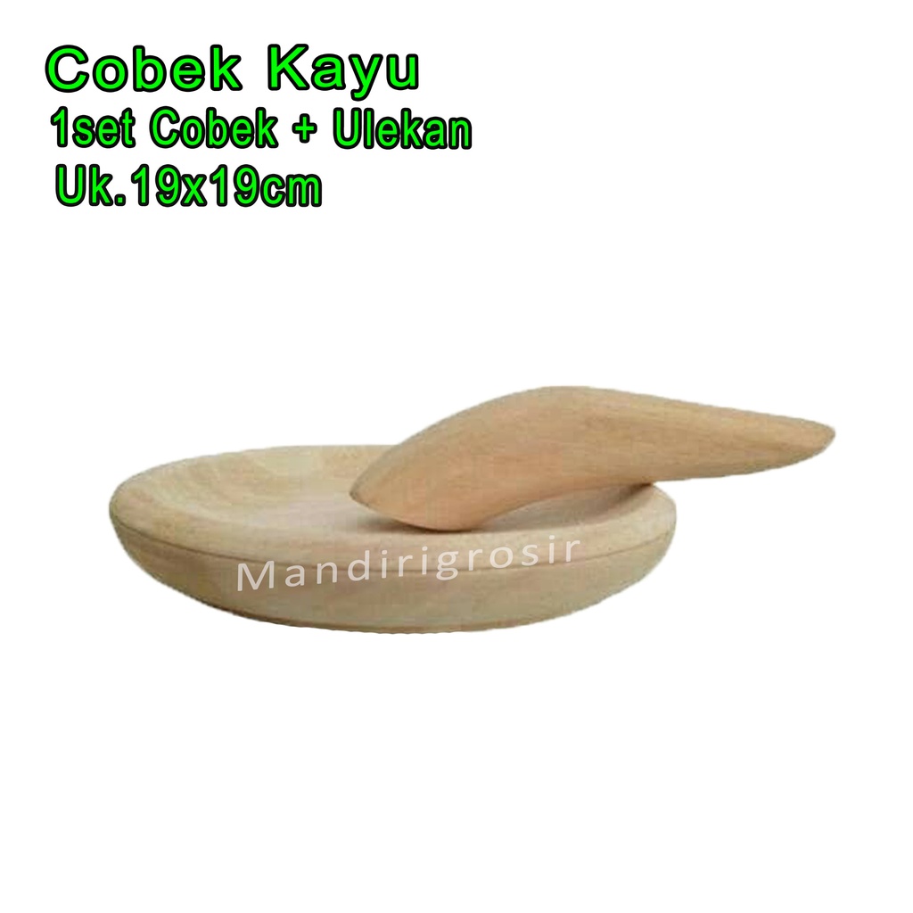 1set Cobek + Ulekan *Cobek Kayu Tanggung * Cobek Bulat Polos * Uk.19x19cm