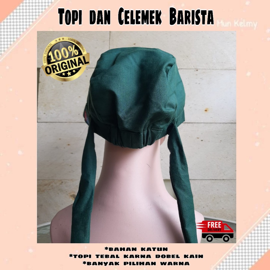 PROMO!! Topi Celemek Barista | Haircap Nursecap | celemek murah bahan katun | Apron masak