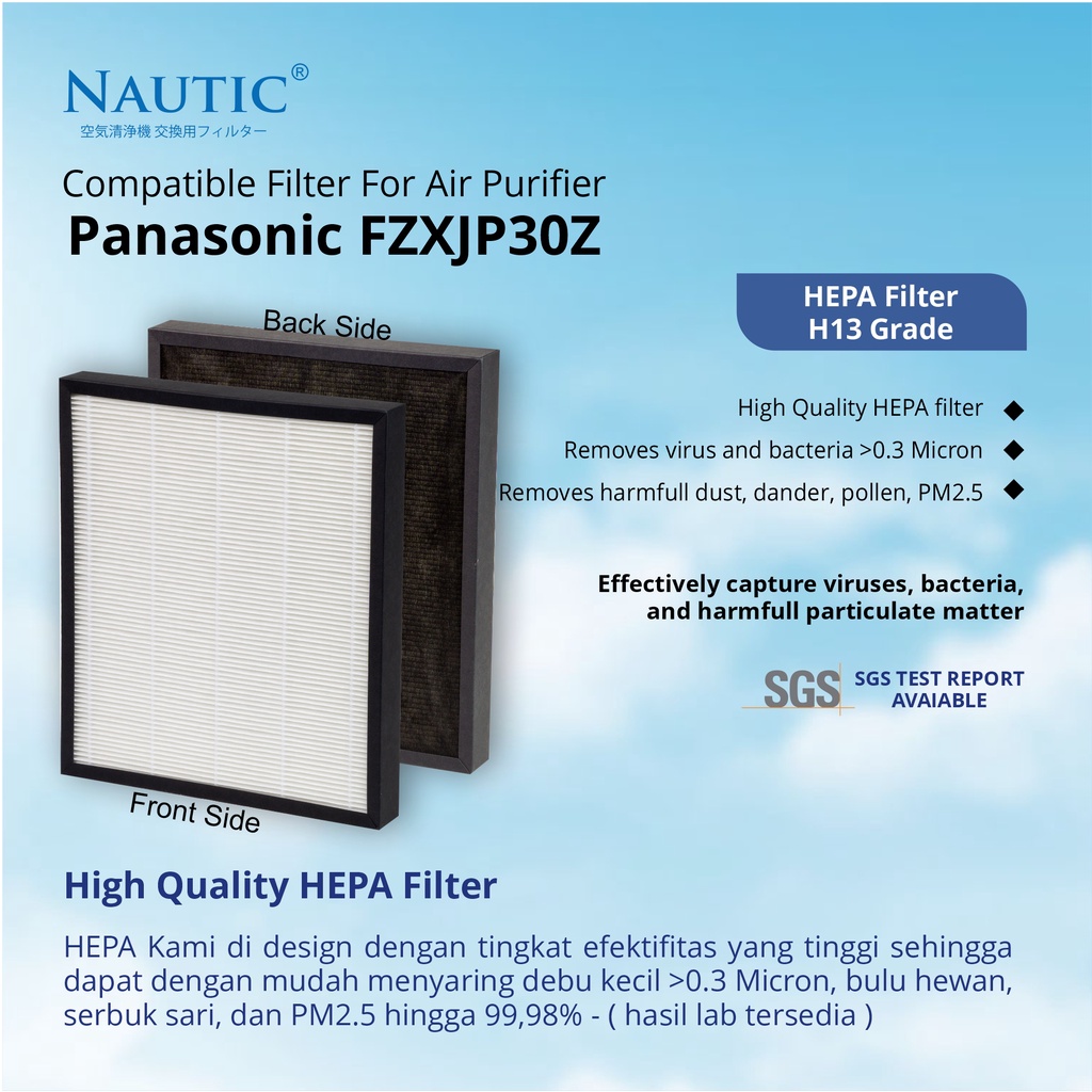 Replacement Filter Air Purifier buat Panasonic FZ-XJP30Z F PXJ30A F-PXJ30H F-PBJ30A/H   HEPA+Carbon