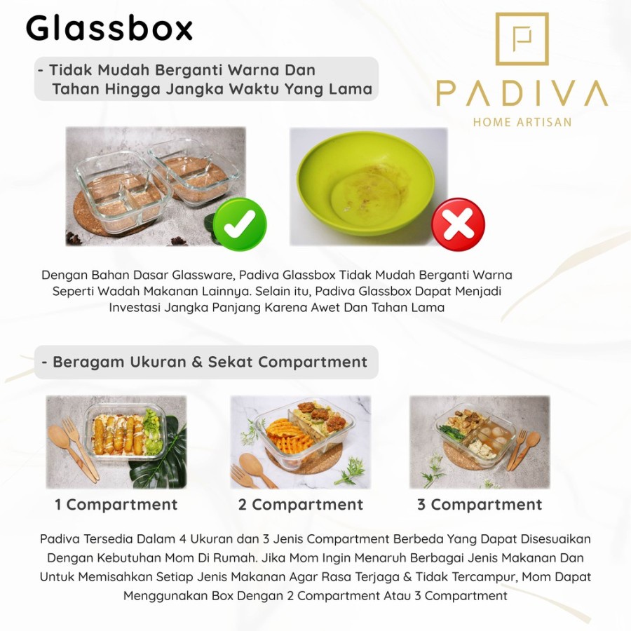 Padiva 640ml Gold Crystal GlassBox / Glass Food Container