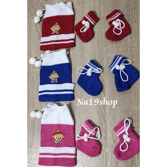 Topi Set Rajut Sarung kaki Bayi Murah