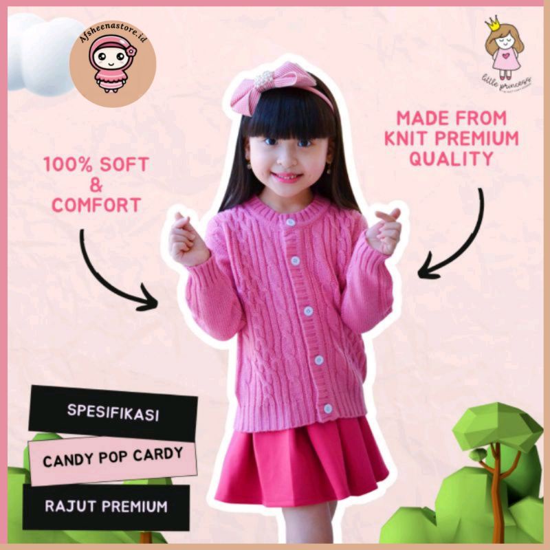 Afsheenastore Cardigan Rajut Anak Candy Pop Cardy