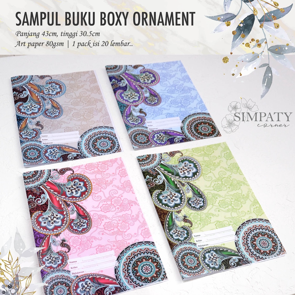 

Sampul Buku Boxy Ornament Simpaty | Cover Buku | Penutup Buku Boxy