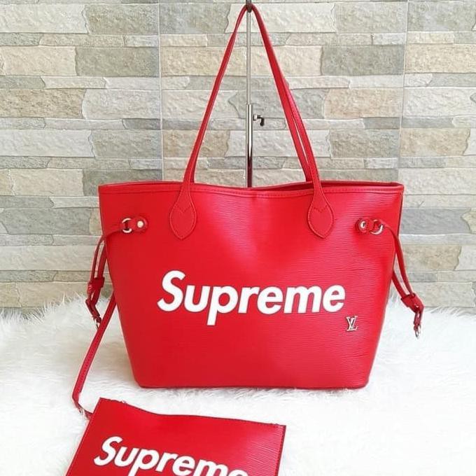 Pengiriman Cepat Tas LV neverfull supreme - Hitam PROMO