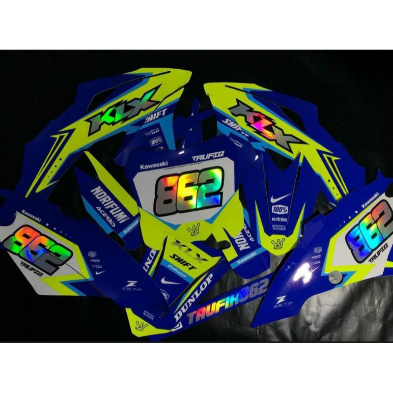 Decal sticker stiker klx D-Tracker Hologram pelangi costum