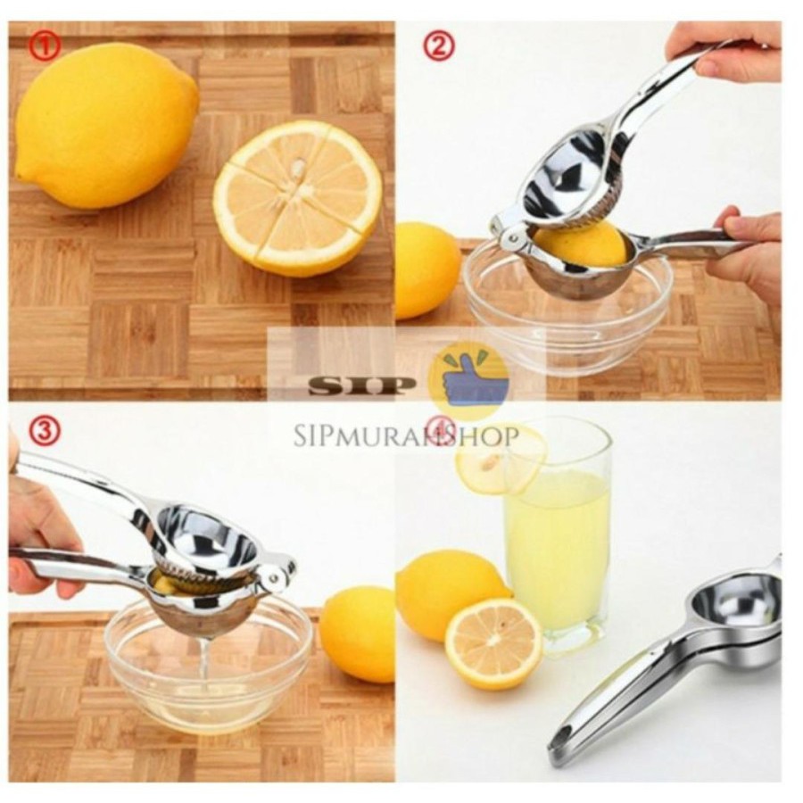 (COD) Alat Perasan Jeruk Lemon Orange Stainless Steel Extractor pemeras Buah Jus Stainless Jepitan Peras