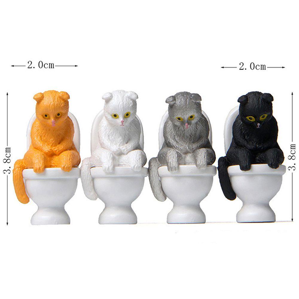 AUGUSTINA Kucing Duduk Di Closestool Toilet Simulasi Kitten Dekorasi Kue Model PVC Ornamen Kucing Figure Mainan Patung Hewan Peliharaan Desktop Ornamen