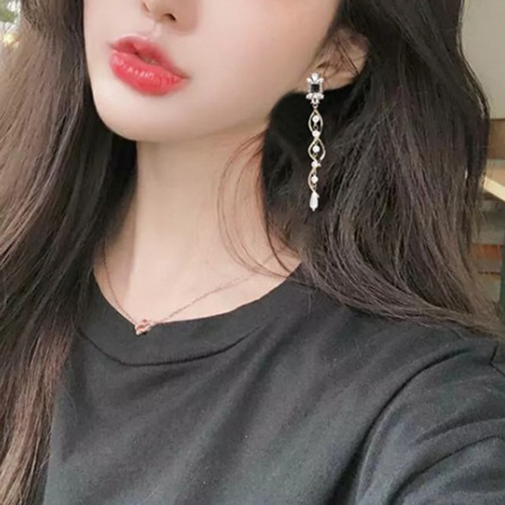 Hu Hu Hu Hu Hu Alat Bantu Pasang Kacamata♡ Anting Tusuk Gantung Panjang Wanita Desain Lilit Hias Mutiaraberlian Imitasi Untuk Hadiah