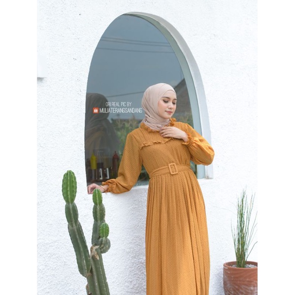 [SOMILA.ID] DRESS PLISKET CHIFFON CERUTI DOT FULL FURING