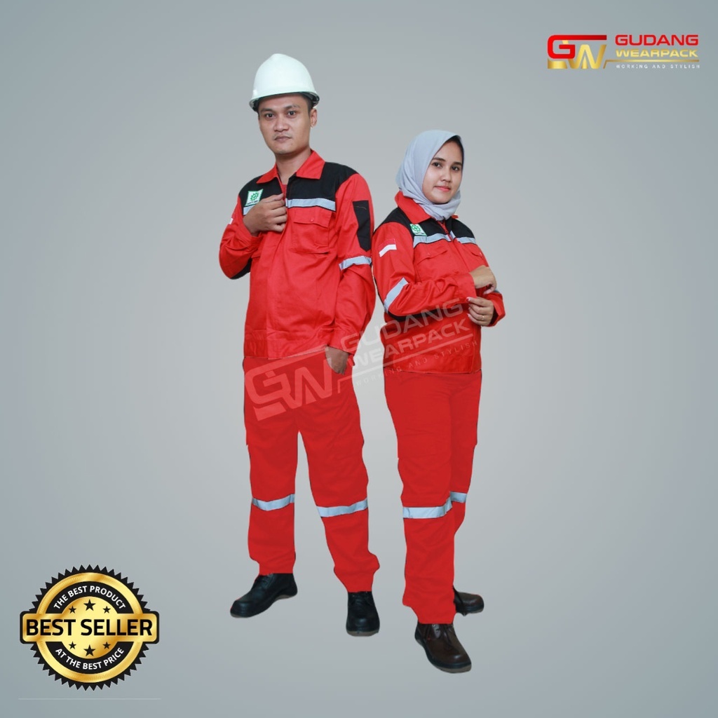 SETELAN Wearpack MERAH-HITAM / Wearpack kerja lapangan (setelan standar)