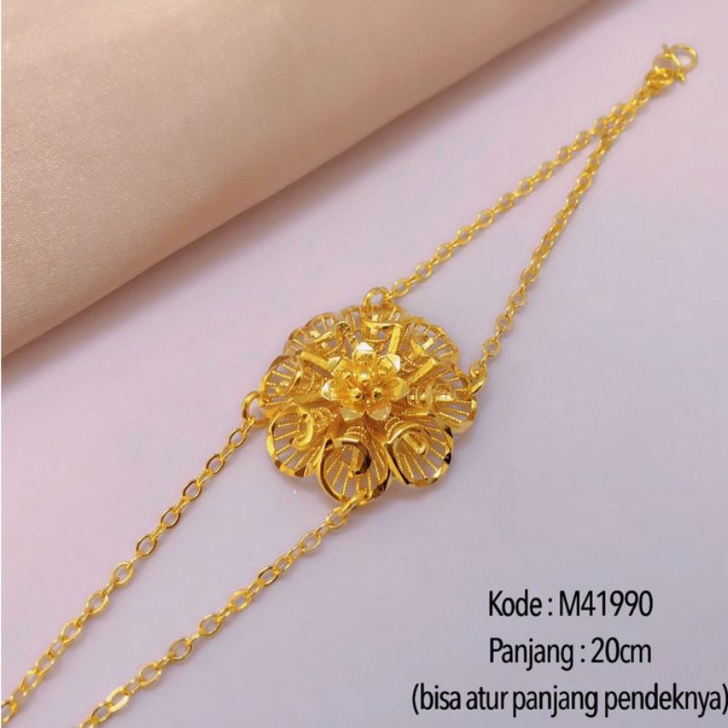 Gelang Rantai Bunga Kenari Lapis Emas 24k