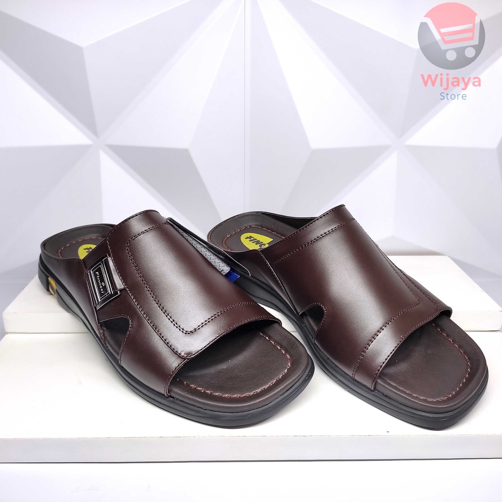 Finotti Ned 04 Sandal Pria Sendal Slop Kulit Asli Kasual Cowok Laki-Laki Original Finotti