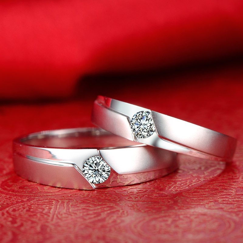 Cincin Perak Murah Lamaran Tunangan Platinum Silver Asli K2A3 Pasangan Emas Kawin Emas Pria CP182