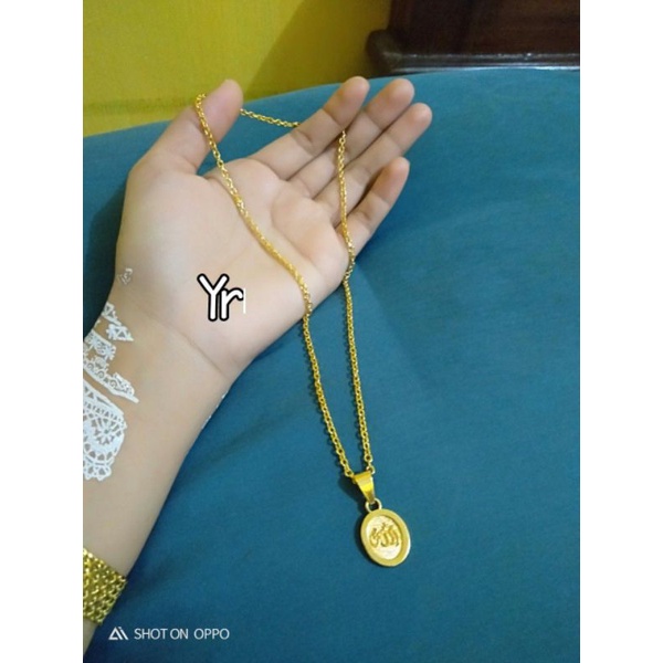 kalung nori medan 45 cm Kuningan liontin dinar kecil lps ems24k