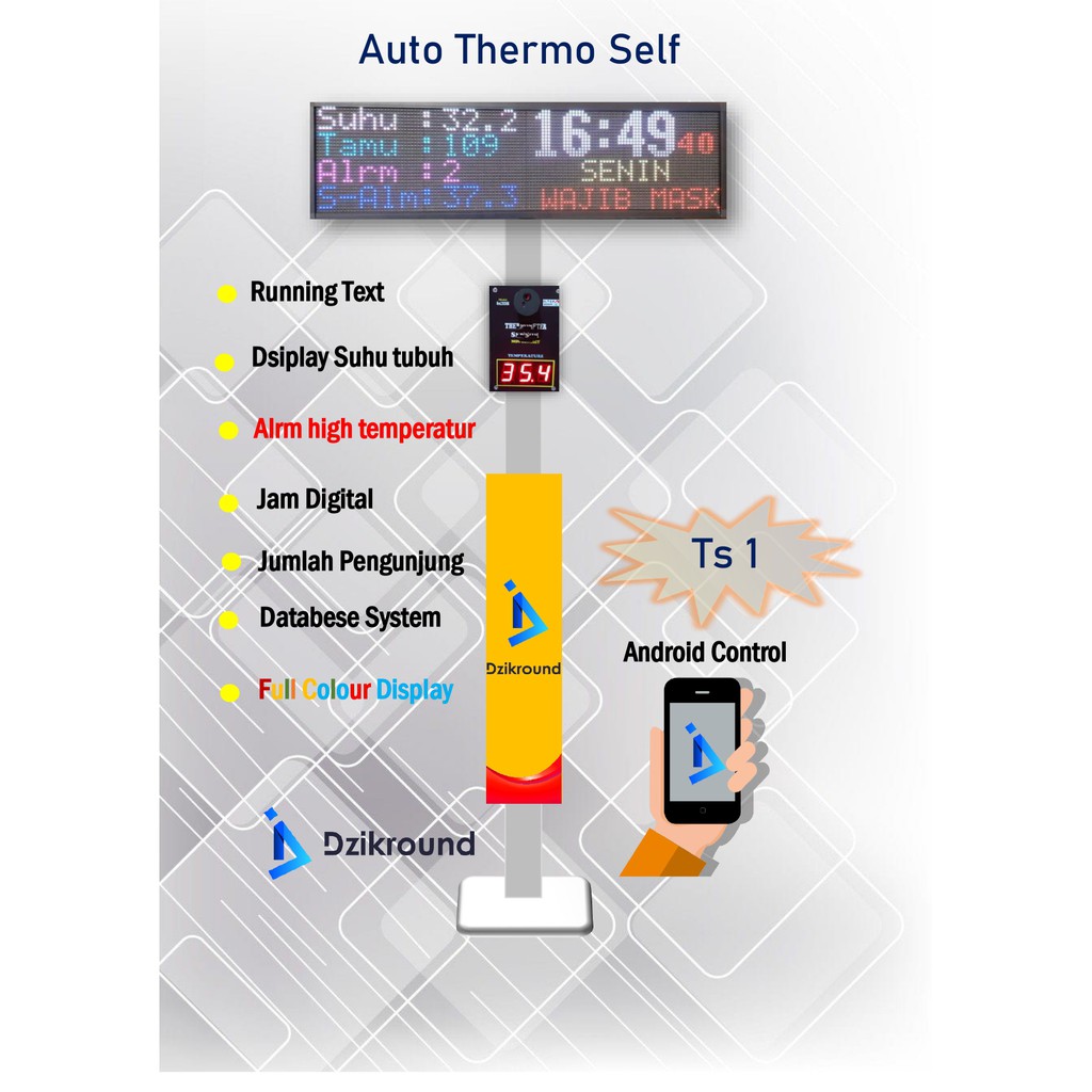 Thermogun Otomatis Dzikround Auto Thermo Self Ts1 alat pendeteksi Suhu
