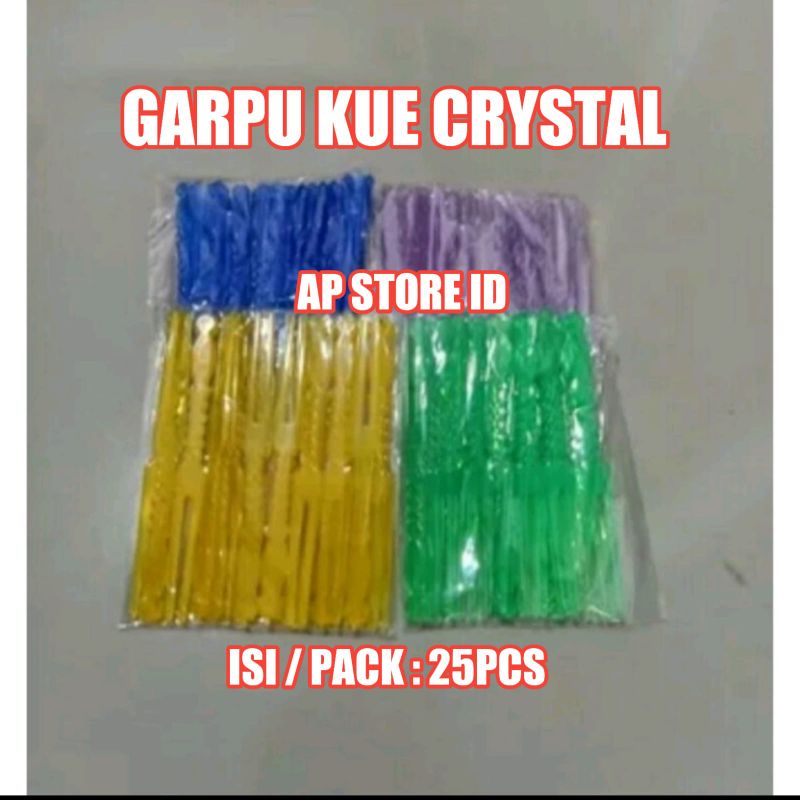 Garpu kue crystal / Garpu kue plastik / Garpu buah isi 25pcs