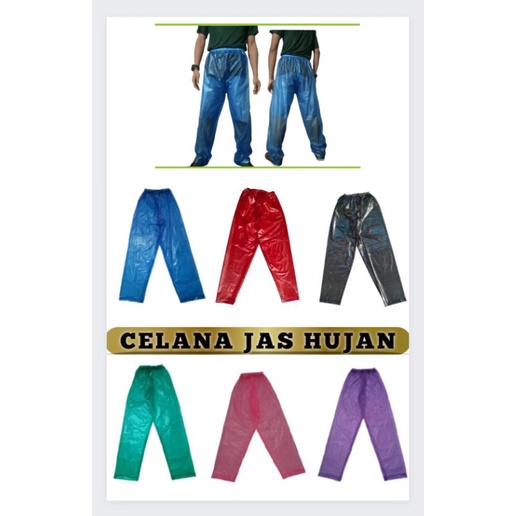 Celana jas hujan Tanoz bahan karet transparan warna warni