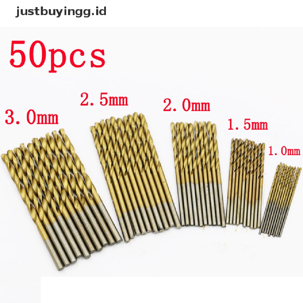 50 Pcs / Set Mata Bor Gergaji Twist Bahan Hss Lapis Titanium Metal Untuk Kayu