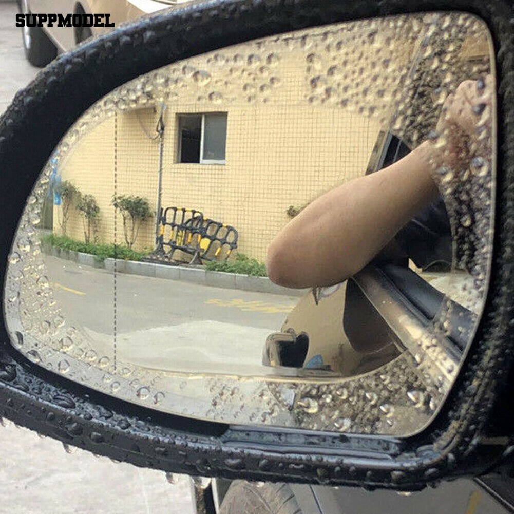 Supmodel 2Pcs Car Anti-Fog Oval Rainproof Waterproof Safety Driving Rearview Mirror Film