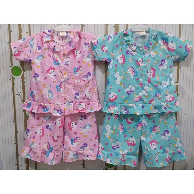 baju tidur anak perempuan rempel. setelan baju tidur motif kuda poni.