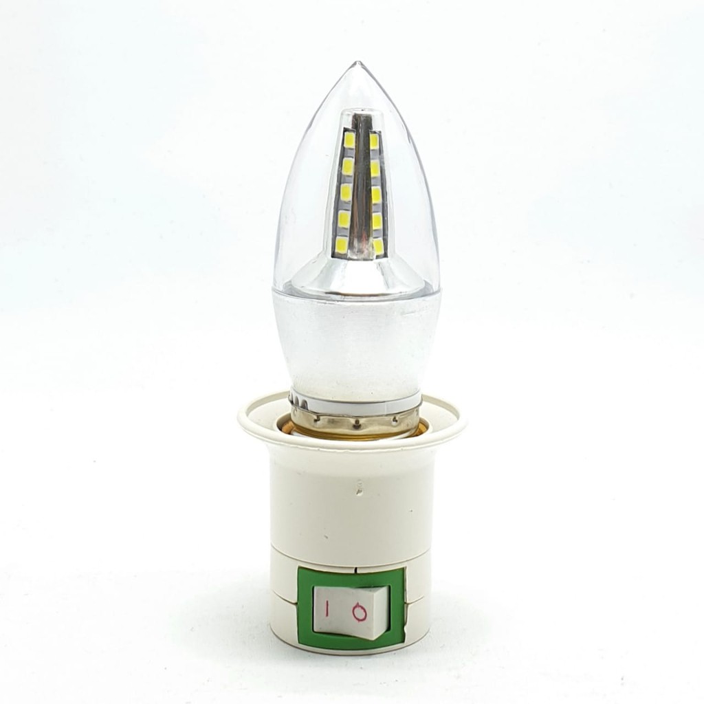 BSC BE-3001 E27 5W CD Putih Lampu Led Candle Lampu Lilin + Linux Fiting Colok Switch / LAMPU TIDUR / Mini