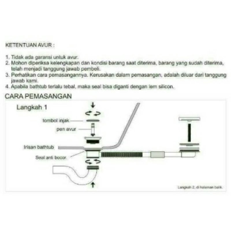 Avur Bathtub Kuningan / Afur Bathtub / Pembuangan Bak Mandi