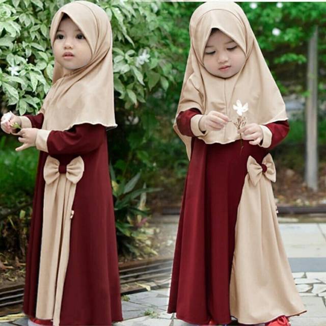 New big sale gamis anak (4-5 tahun) gamis pita tempel tralala fanta,maroon,navy free pashmina 12345.