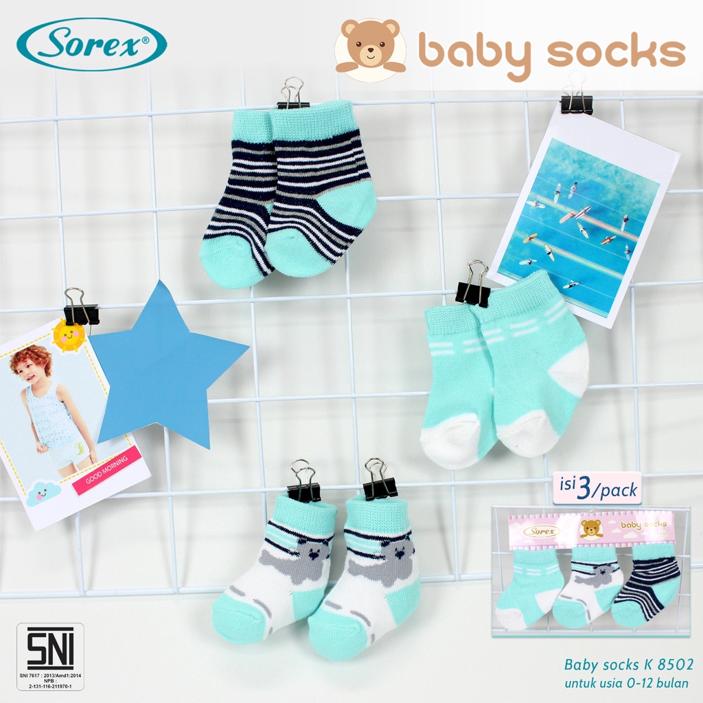 (3pcs) Kaos Kaki Bayi Sorex K5401 K8502 K8503 K8504 K8505 Baby Socks Laki Laki / Cowok |jcs