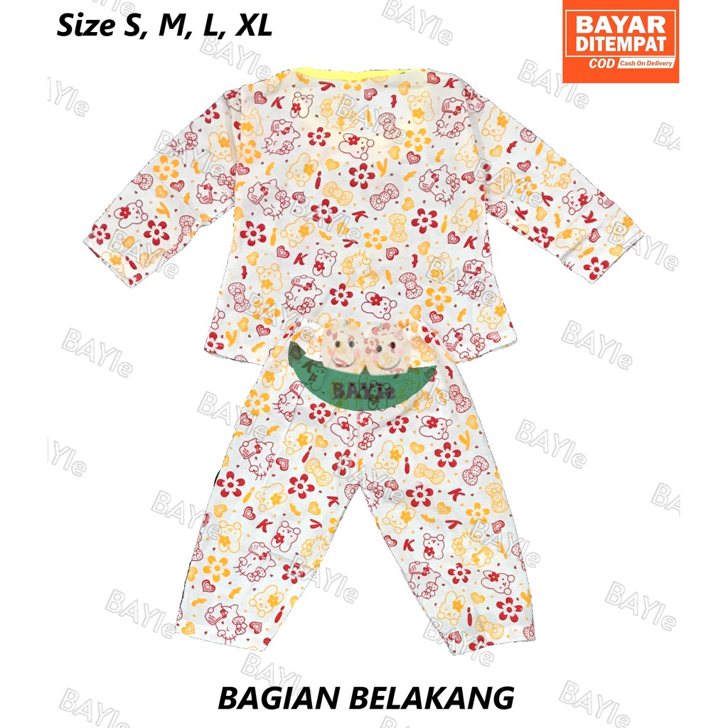 BAYIe - 3 SET Setelan Baju Bayi/Anak Perempuan Panjang+Celana Panjang Motif KITTY umur 0-4 thn HOOKA