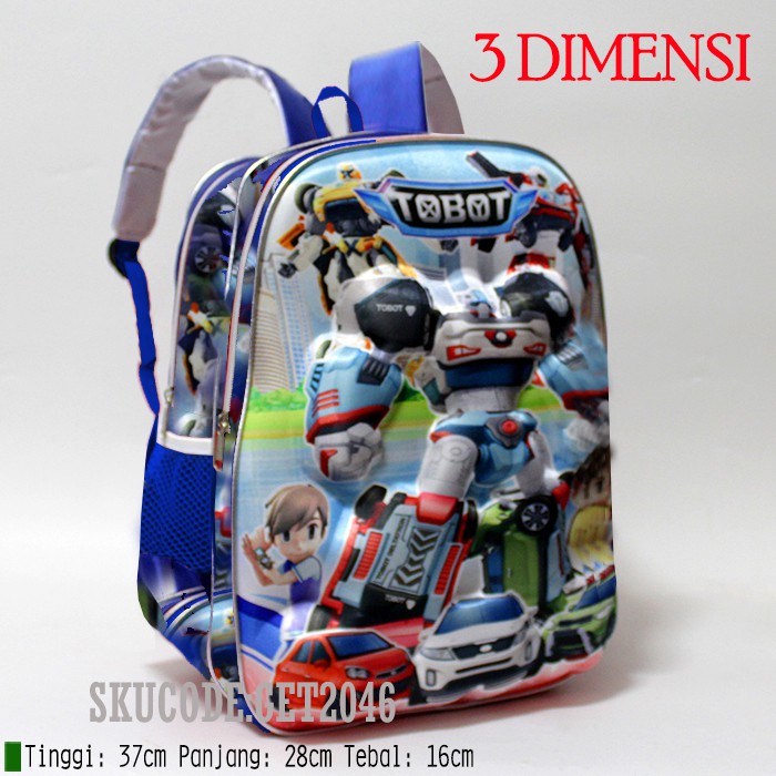 Tas Tobot Anak Sekolah Sd Tk 3d Tas Ransel Anak Sd Gambar Timbul Get1247 Tbt