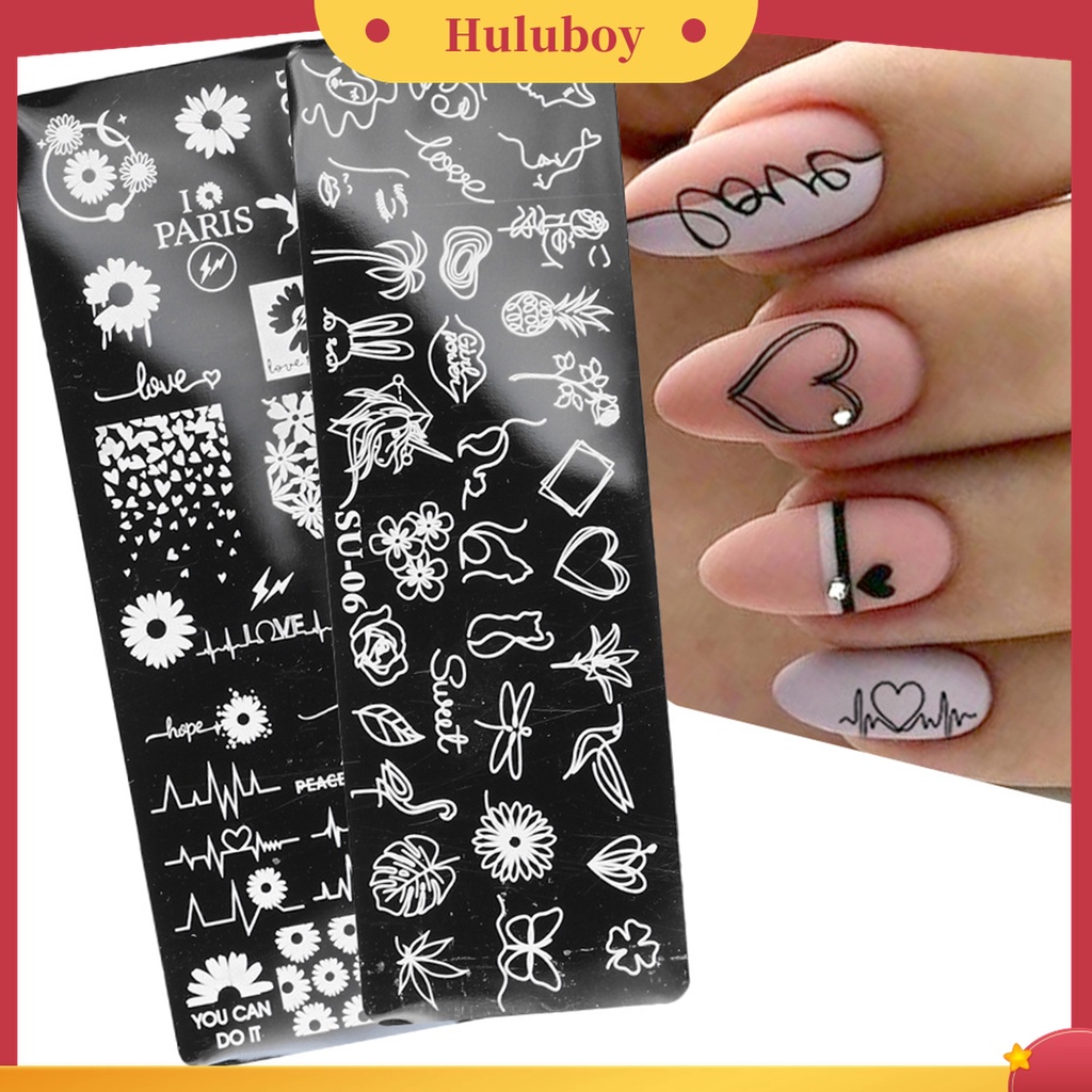 Huluboy Huluboy♡ Plat Stempel Kuku Motif Wajah Manusia Bahan Stainless Steel Untuk Manicure