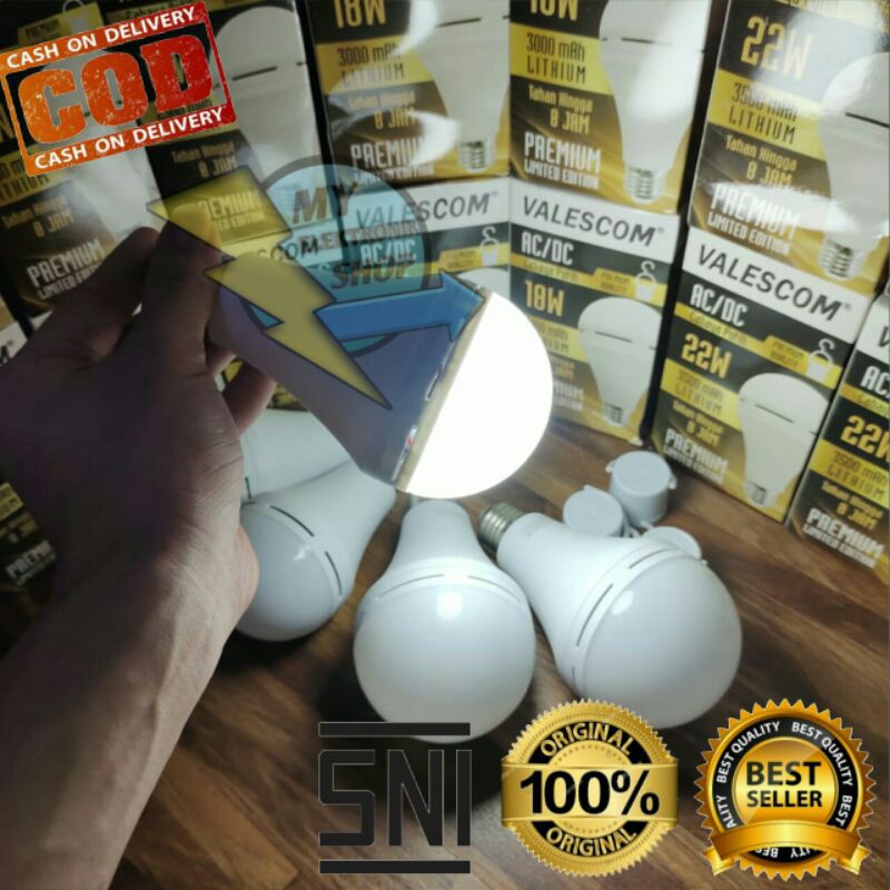 Lampu Emergency LED VALESCOM/PROBEST, BOHLAM Sentuh AC/DC Lampu Ajaib, Lampu Pegang nyala,Lampu Magic